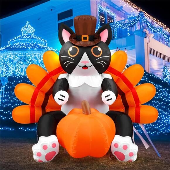 5 ft Height Thanksgiving Inflatable Animal with Built in LED Lights - Picture 1 of 7